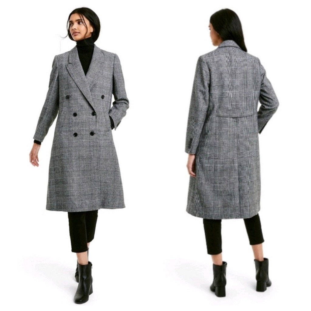 Nili Lotan X Target Glen Plaid Double Breasted Longline Overcoat | Large Nwt